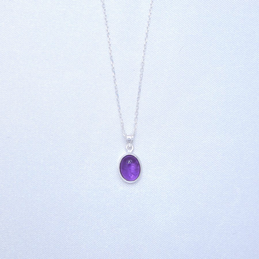Ametist Minimal Gümüş Kolye