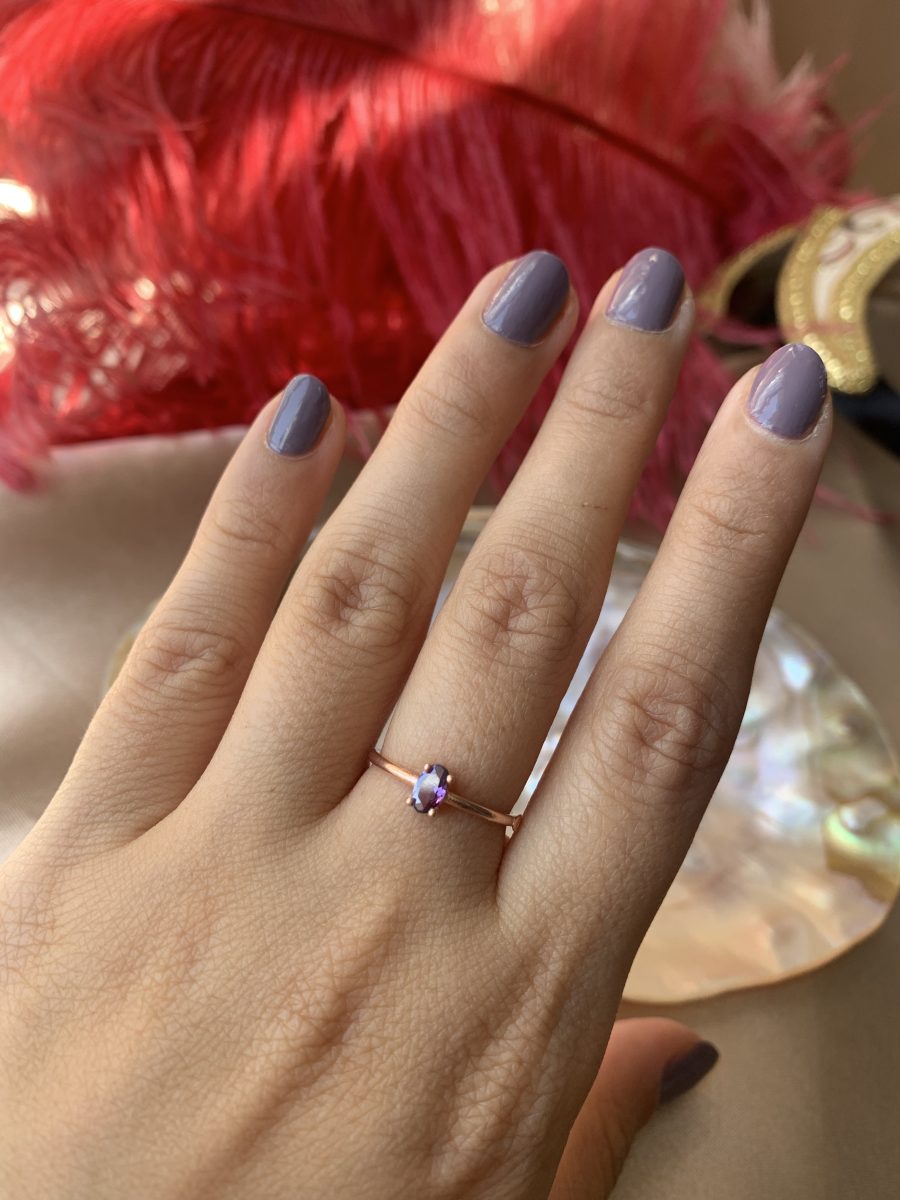 Ametist Minimal Rose Gold Yüzük