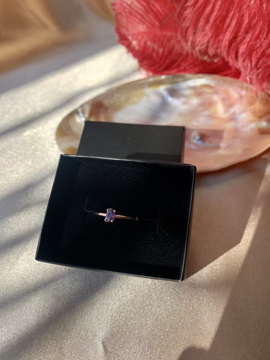 Ametist Minimal Rose Gold Yüzük