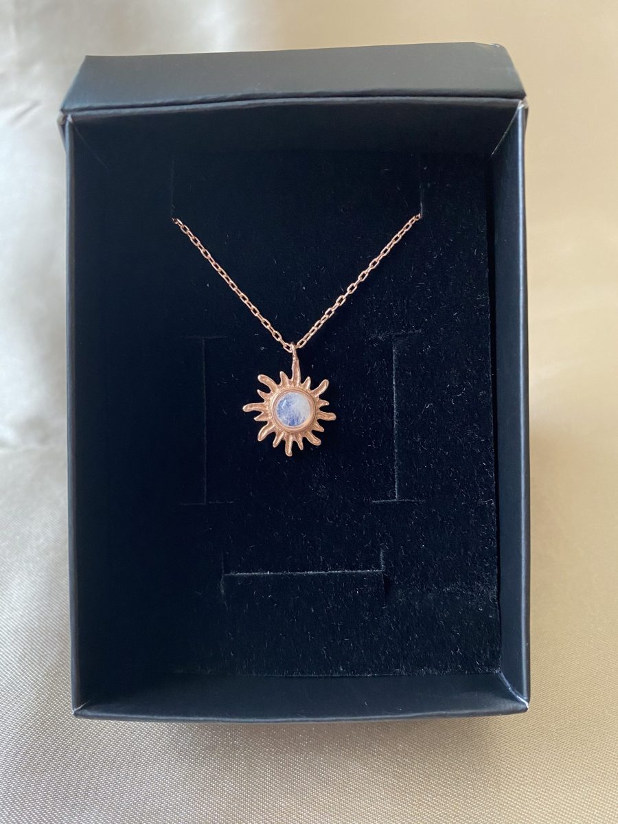 Ay Taşı Minimal Güneş Rose Gold Kolye