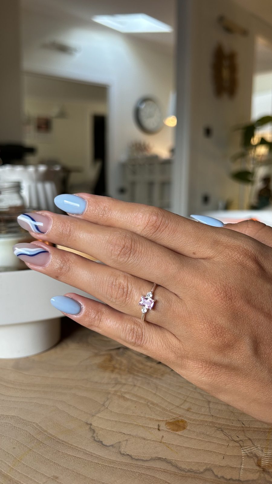 Pembe Kuvars Dikdörtgen Prenses Gümüş Yüzük