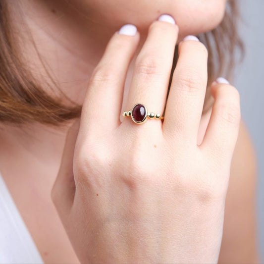 Lal Taşı (Garnet) Hera Gold Yüzük
