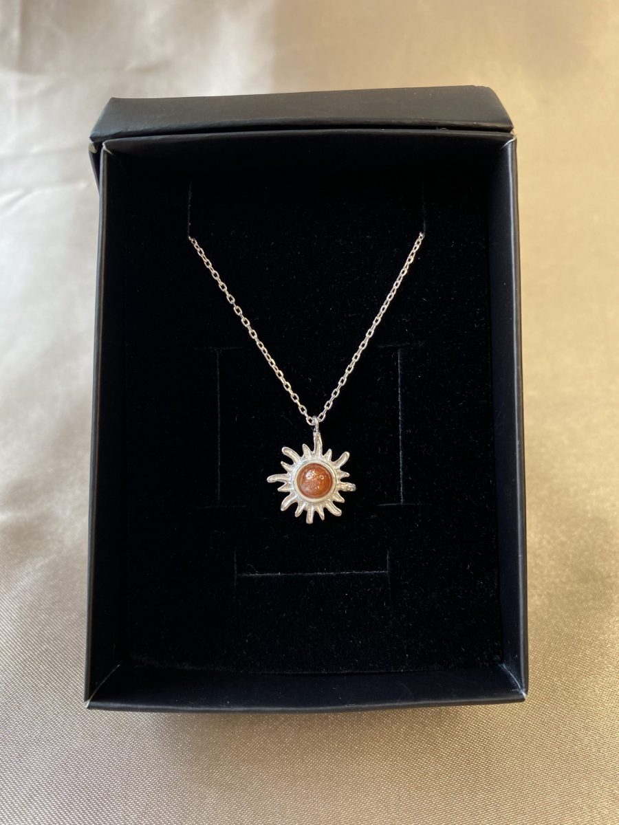 Güneş Taşı Minimal Güneş Gümüş Kolye