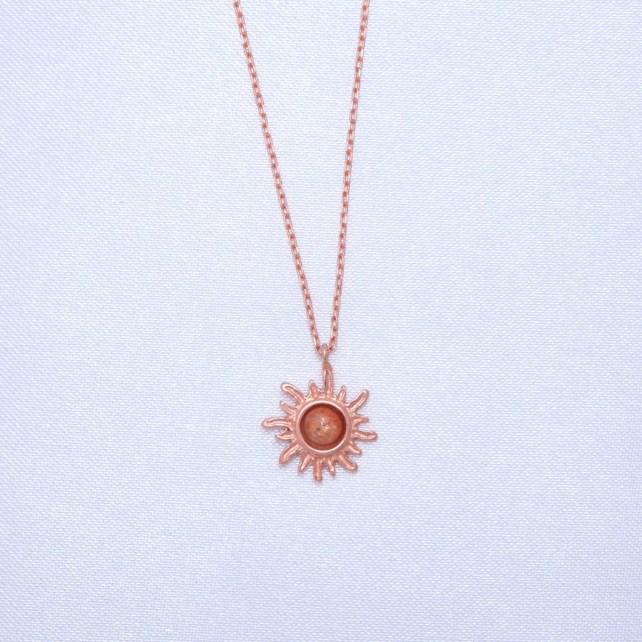 Güneş Taşı Minimal Güneş Rose Gold Kolye