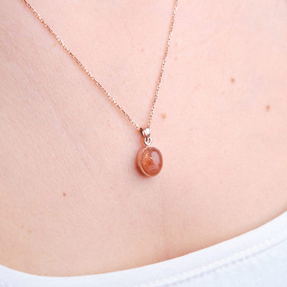 Güneş Taşı Minimal Rose Gold Kolye