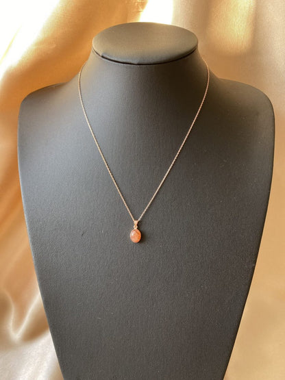 Güneş Taşı Minimal Rose Gold Kolye