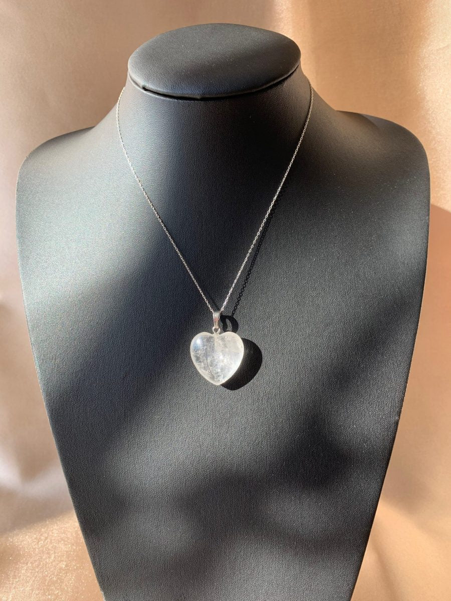 Kristal Kuvars Büyük Kalp Kolye