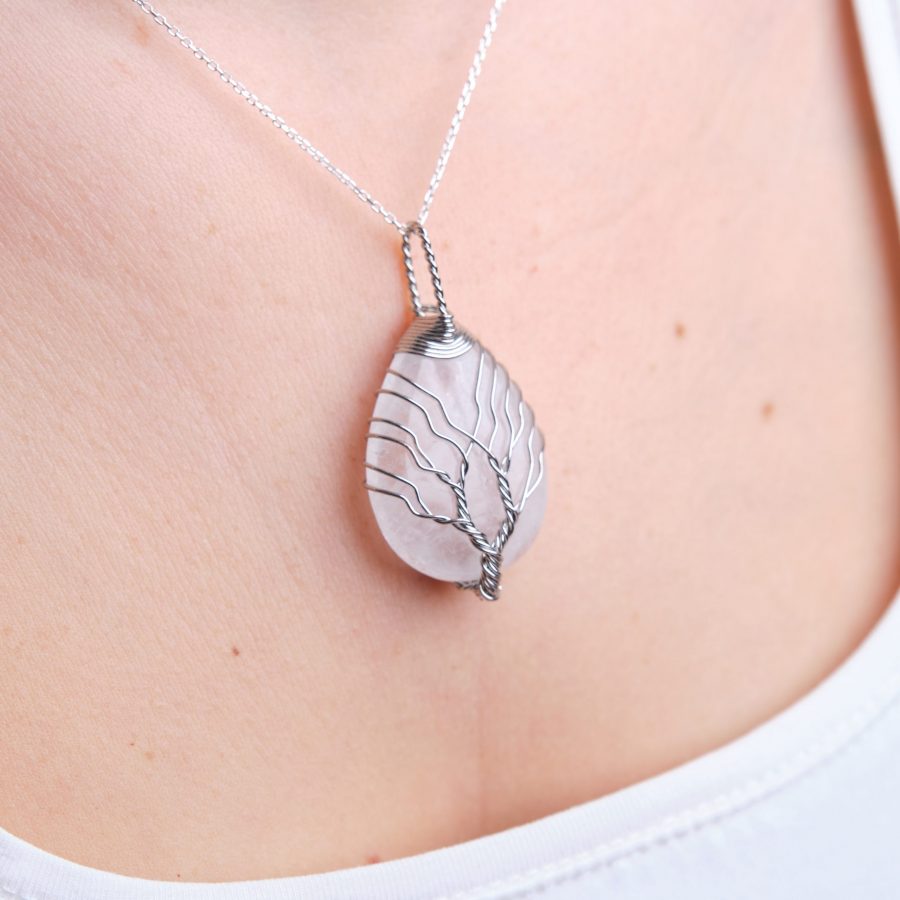 Kristal Kuvars Hayat Ağacı Kolye