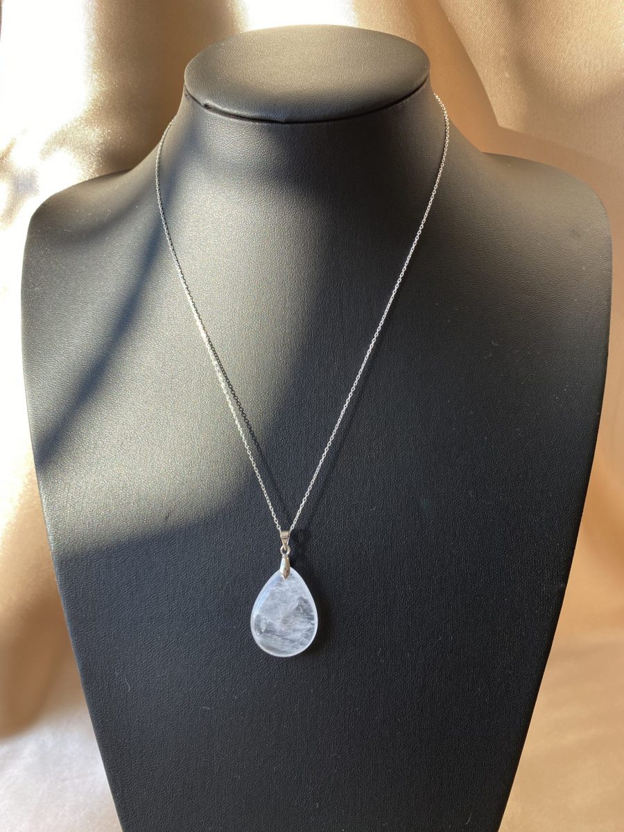 Kristal Kuvars Büyük Damla Kolye