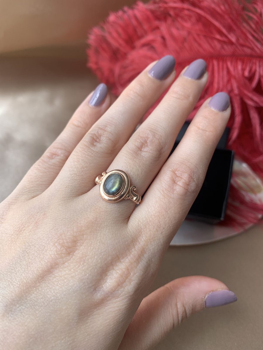 Labradorit Vintage Rose Gold Yüzük