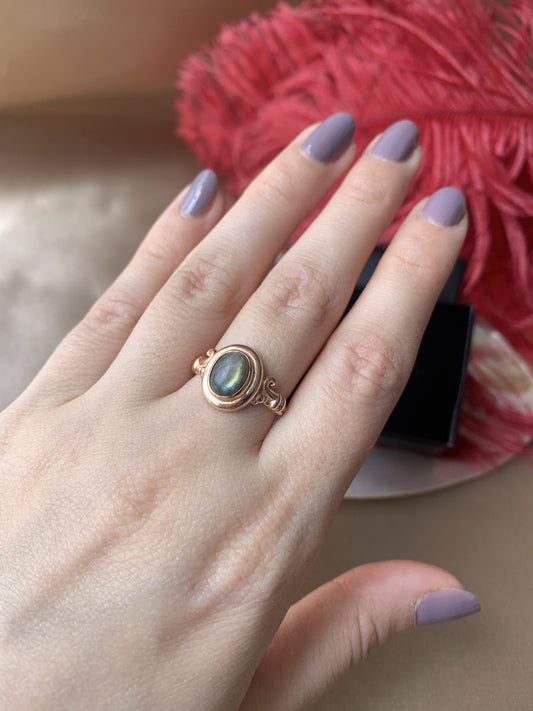 Labradorit Vintage Rose Gold Yüzük