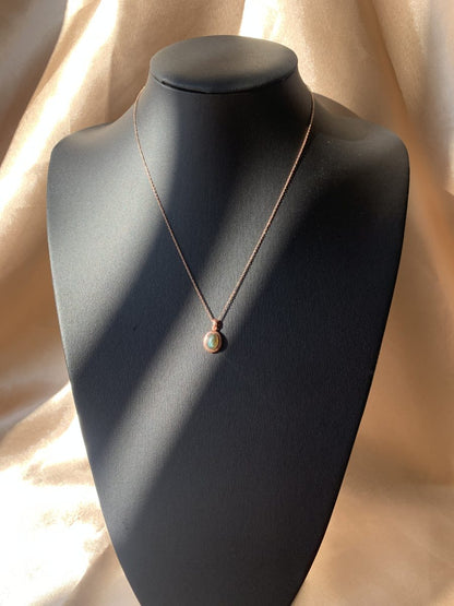 Labradorit Minimal Vintage Rose Gold Kolye