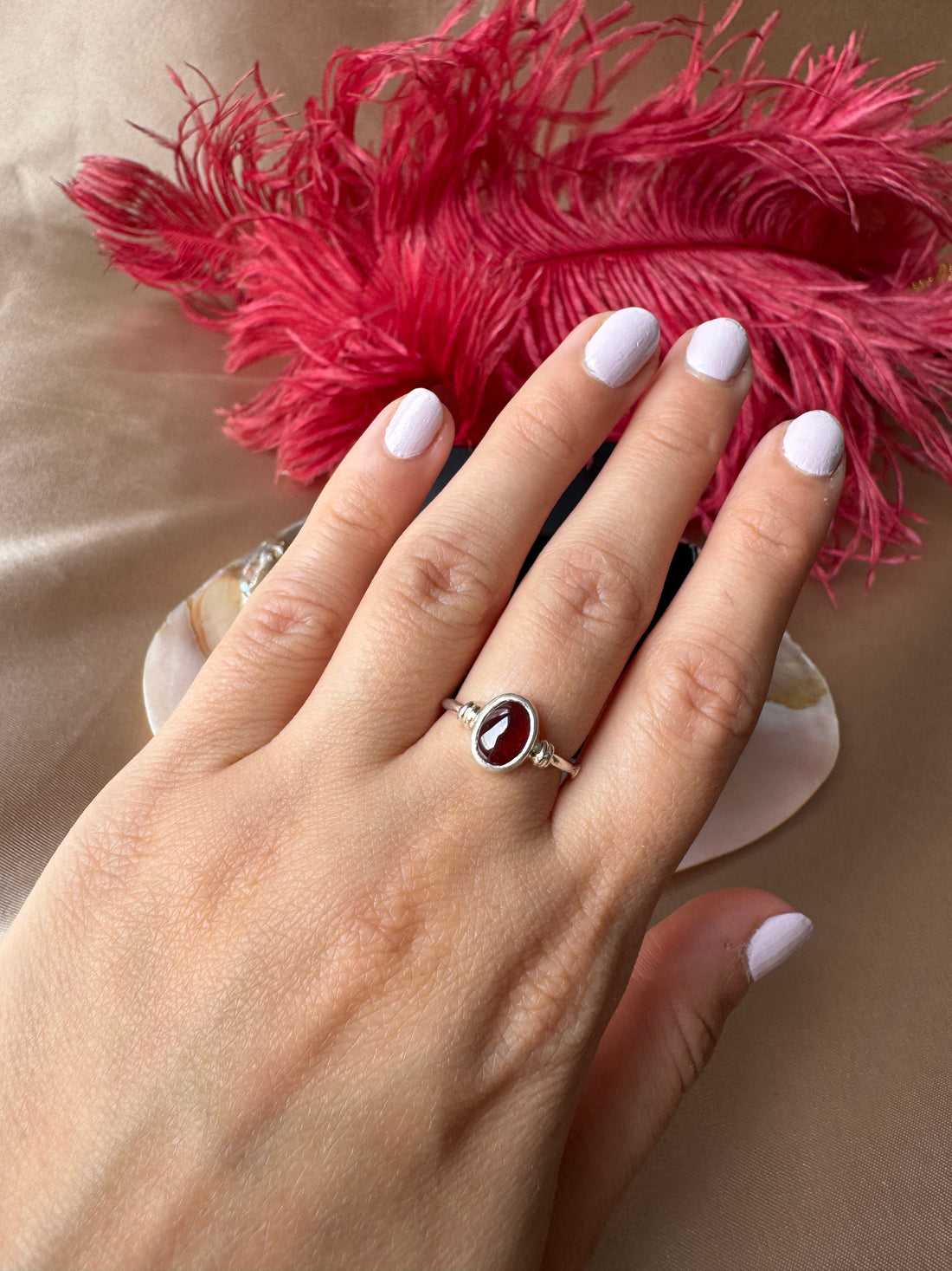 Lal Taşı (Garnet) Diana Gümüş Yüzük