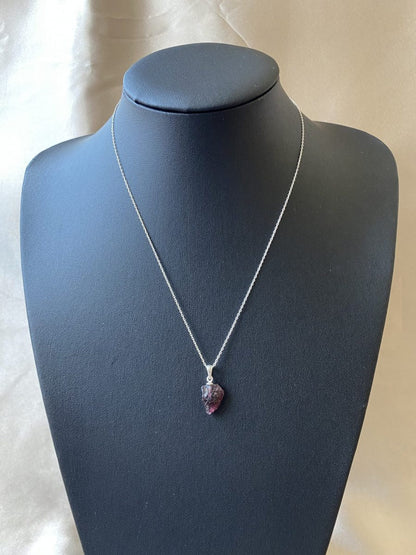 Lal Taşı (Garnet) İşlenmemiş Gümüş Kolye