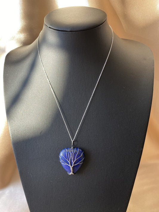 Lapis Lazuli Kalp Hayat Ağacı Kolye