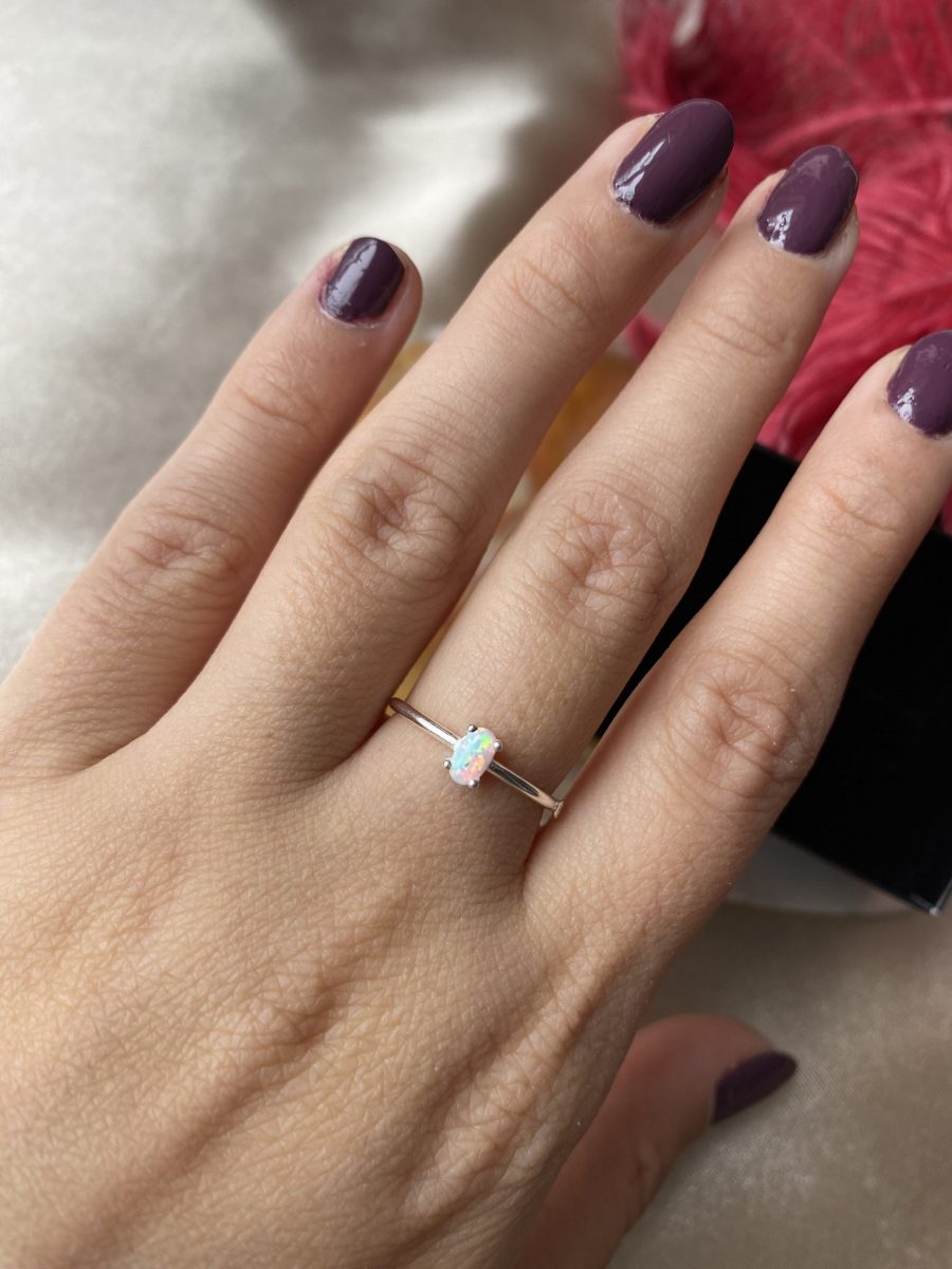 Opal Minimal Gümüş Yüzük