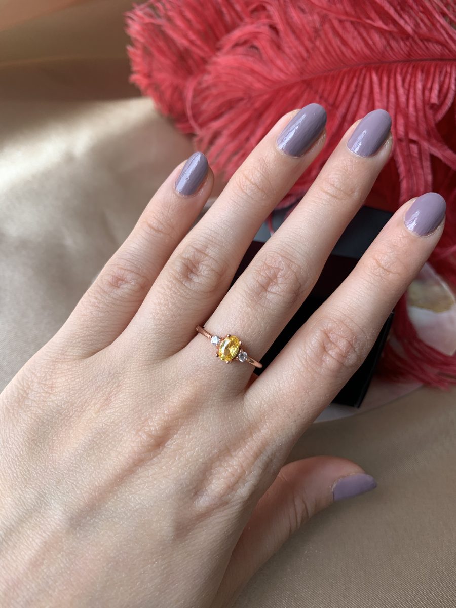 Sitrin Oval Prenses Rose Gold Yüzük