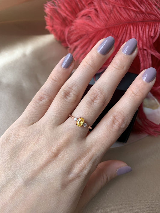 Sitrin Oval Prenses Rose Gold Yüzük