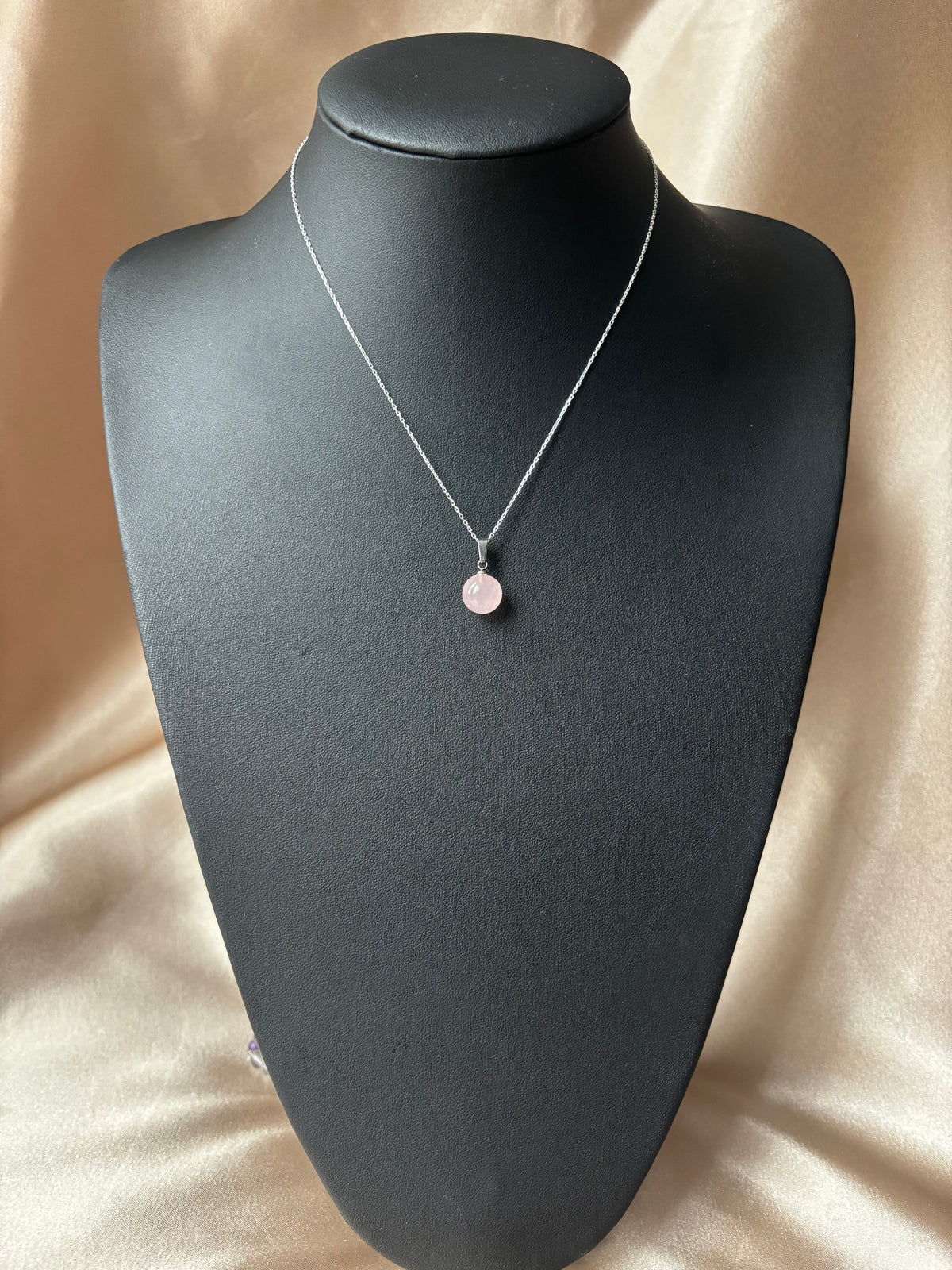 Pembe Kuvars Ball Kolye