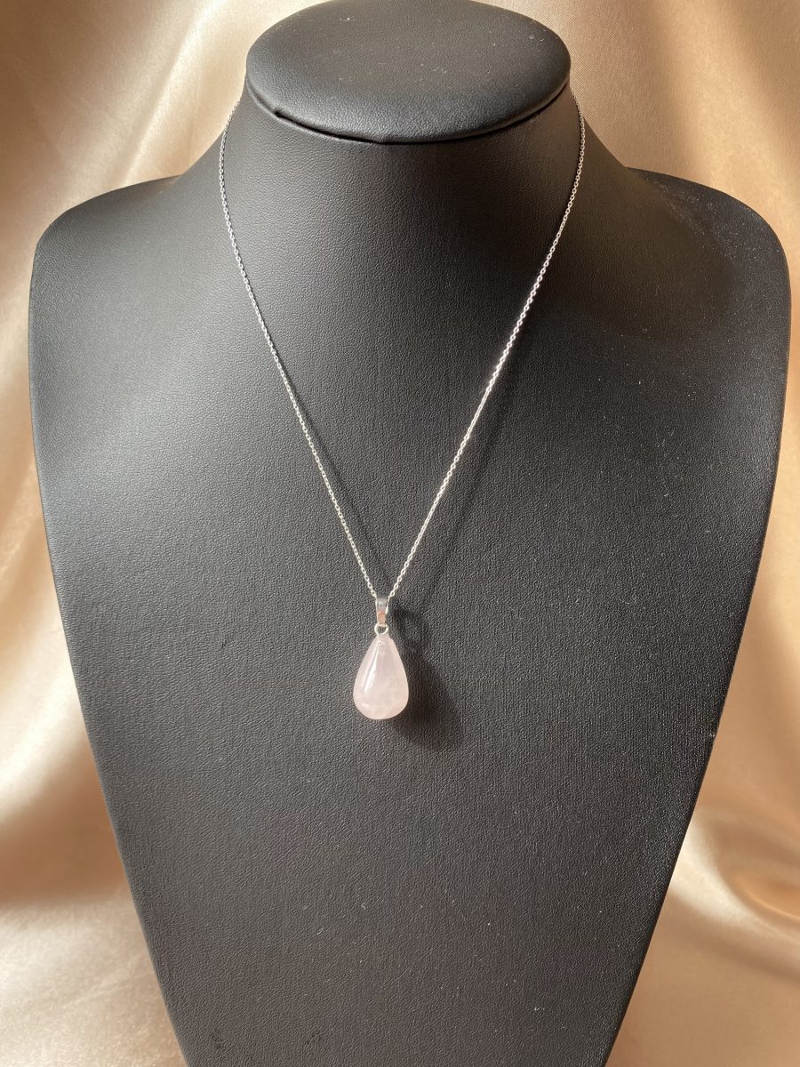 Pembe Kuvars Damla Kolye