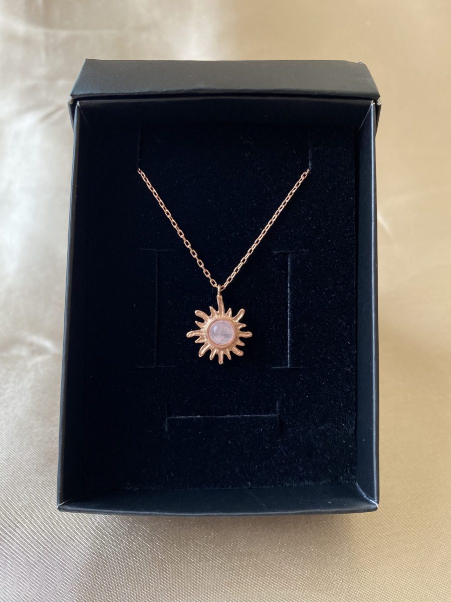 Pembe Kuvars Minimal Güneş Rose Gold Kolye