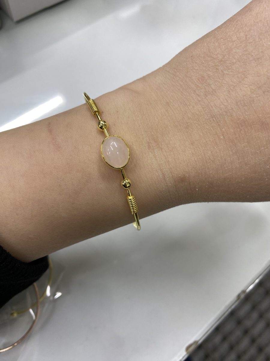 Pembe Kuvars Gold Bileklik