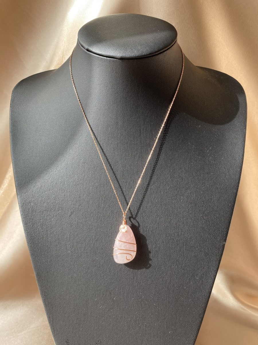 Pembe Kuvars Sarmal Rose Gold Kolye