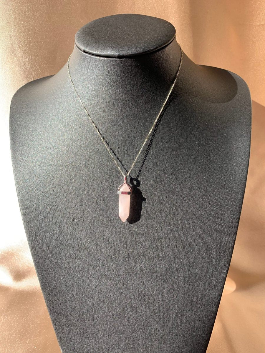 Pembe Kuvars Sivri Kolye