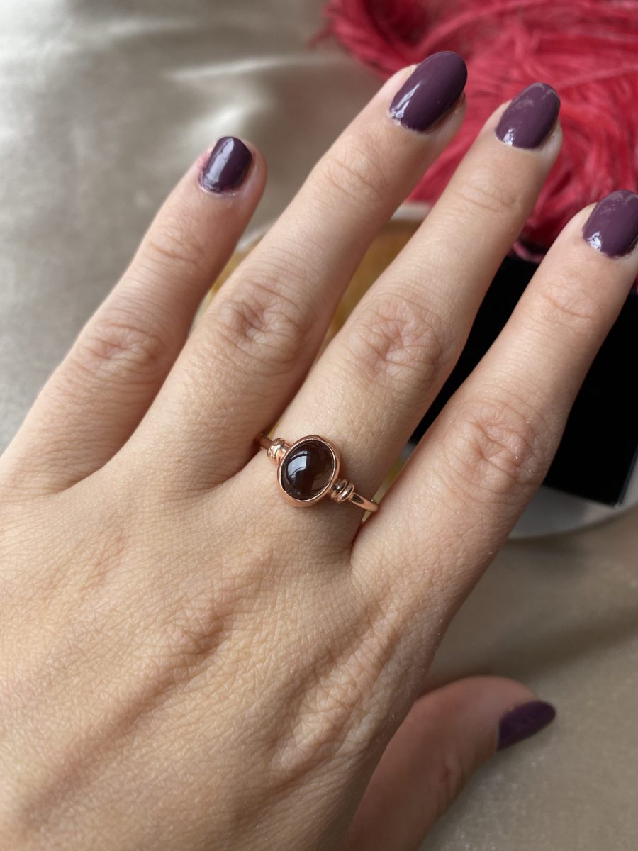 Dumanlı Kuvars Diana Rose Gold Yüzük