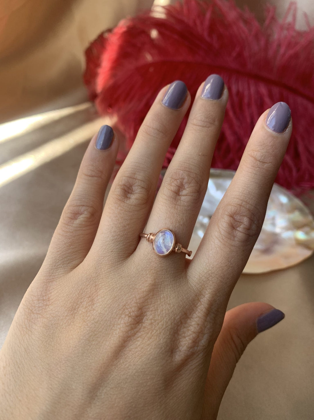 Ay Taşı Diana Rose Gold Yüzük