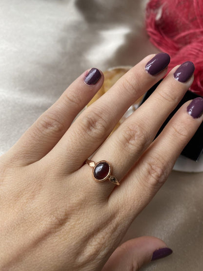 Lal Taşı (Garnet) Mary Rose Gold Yüzük