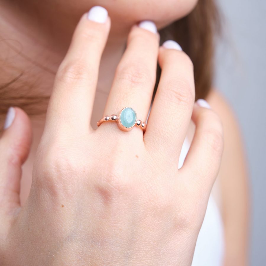Amazonit Hera Rose Gold Yüzük