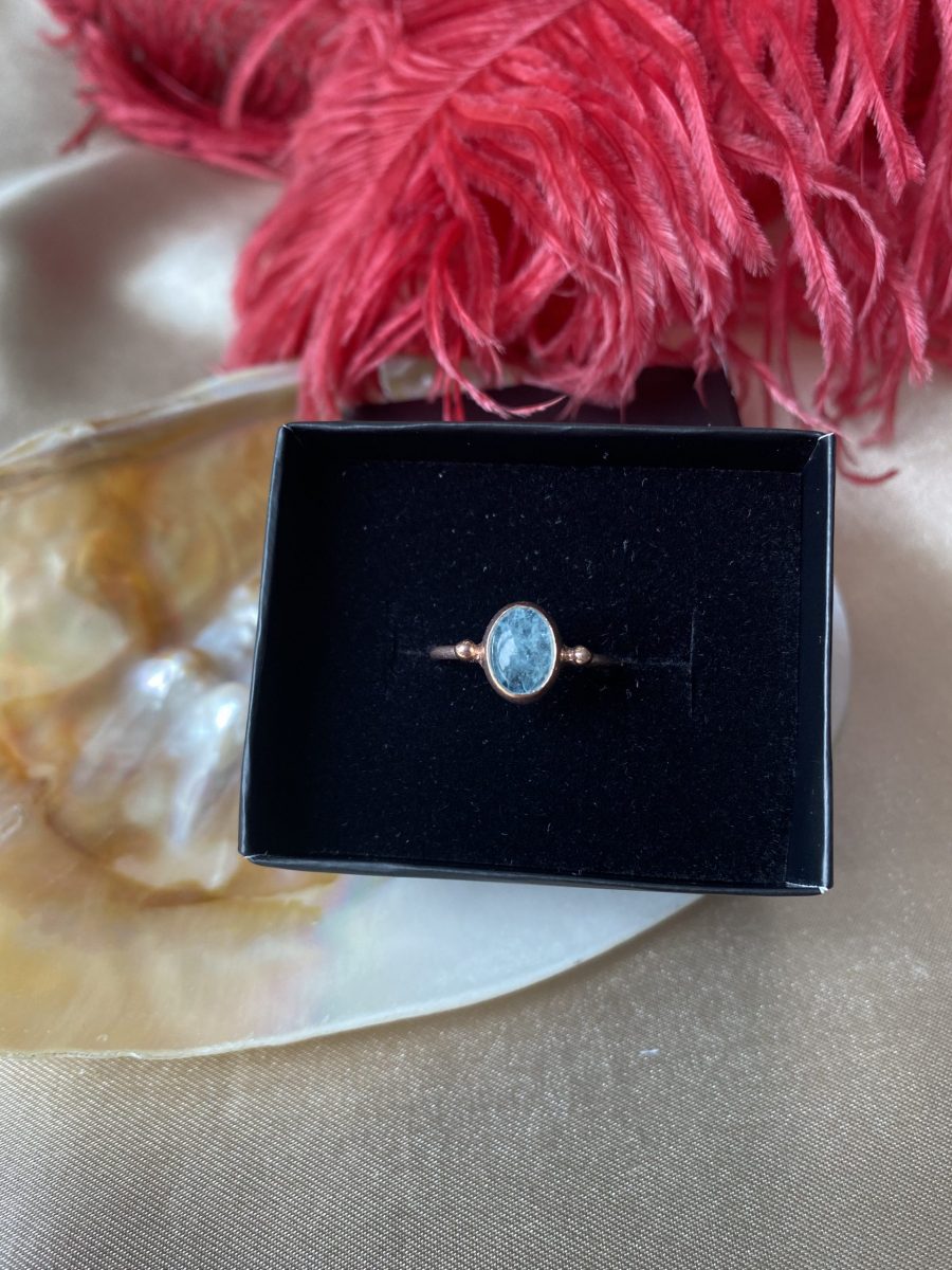 Akuamarin Basic Rose Gold Yüzük