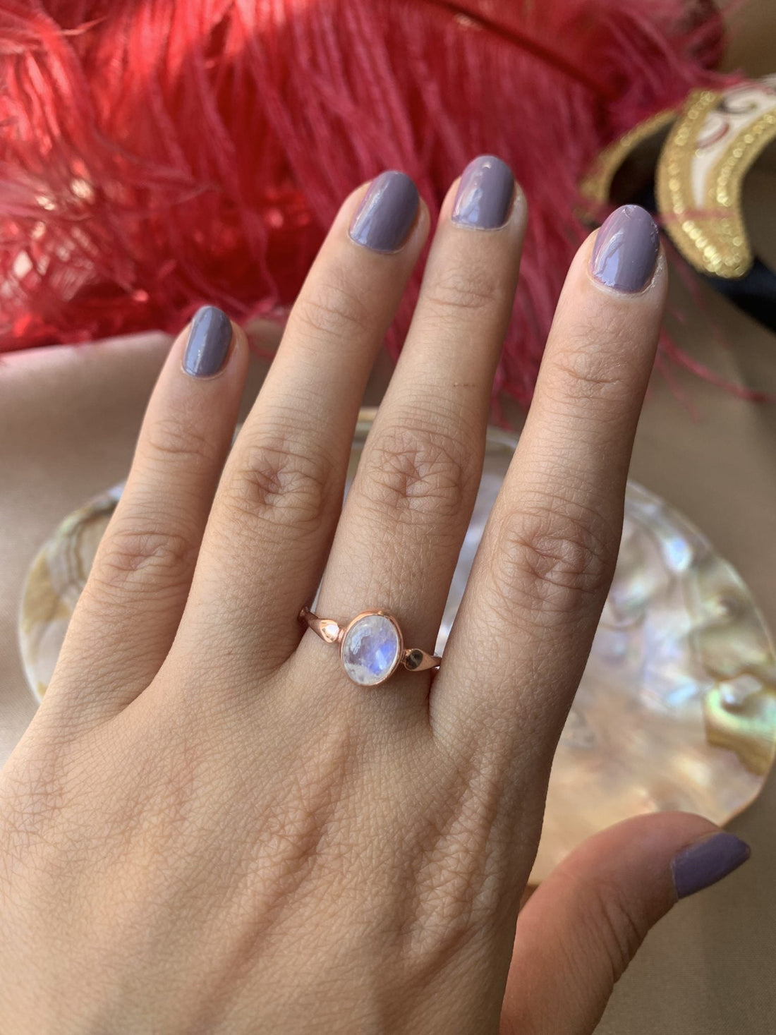 Ay Taşı Mary Rose Gold Yüzük