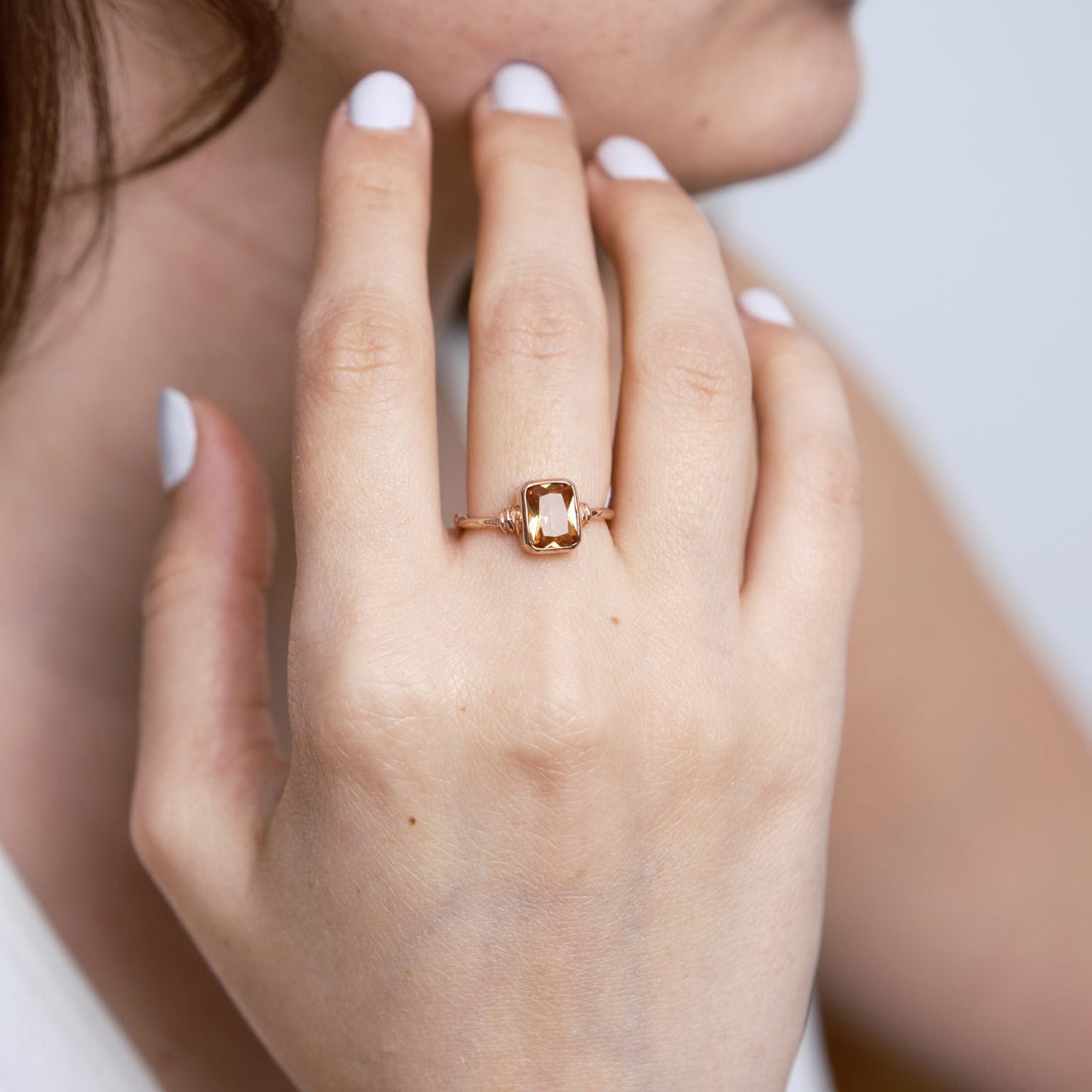 Zultanit Dörtgen Rose Gold Yüzük