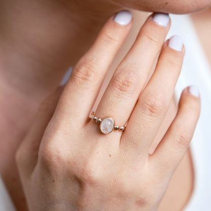 Ay Taşı Hera Rose Gold Yüzük