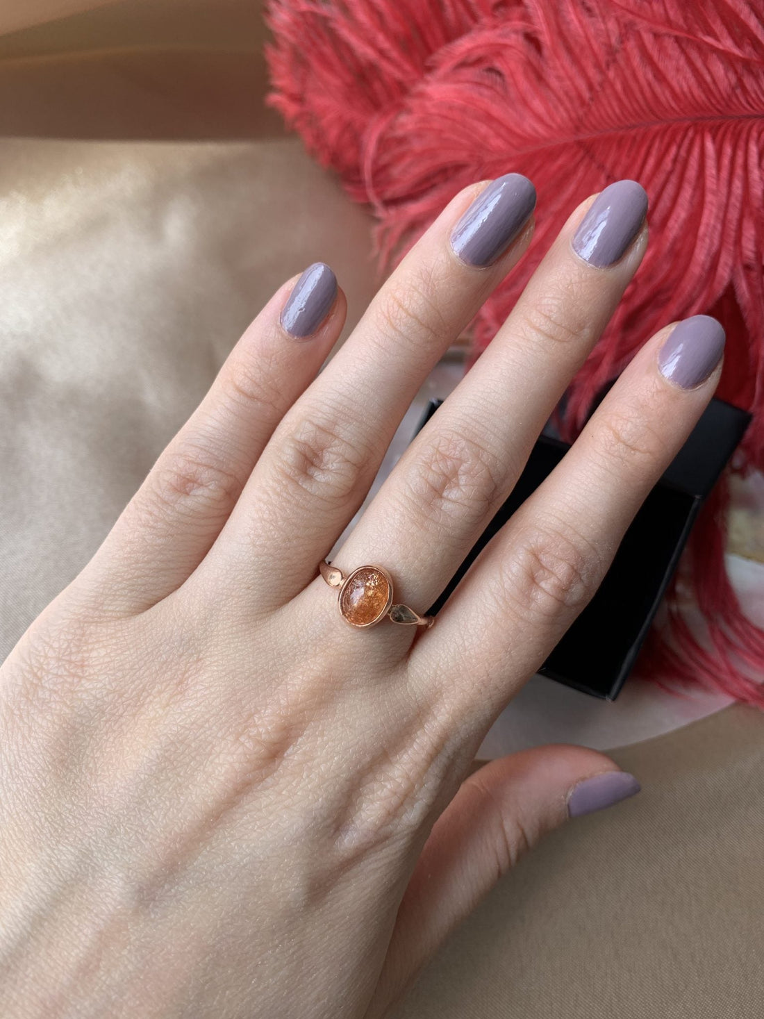 Güneş Taşı Mary Rose Gold Yüzük