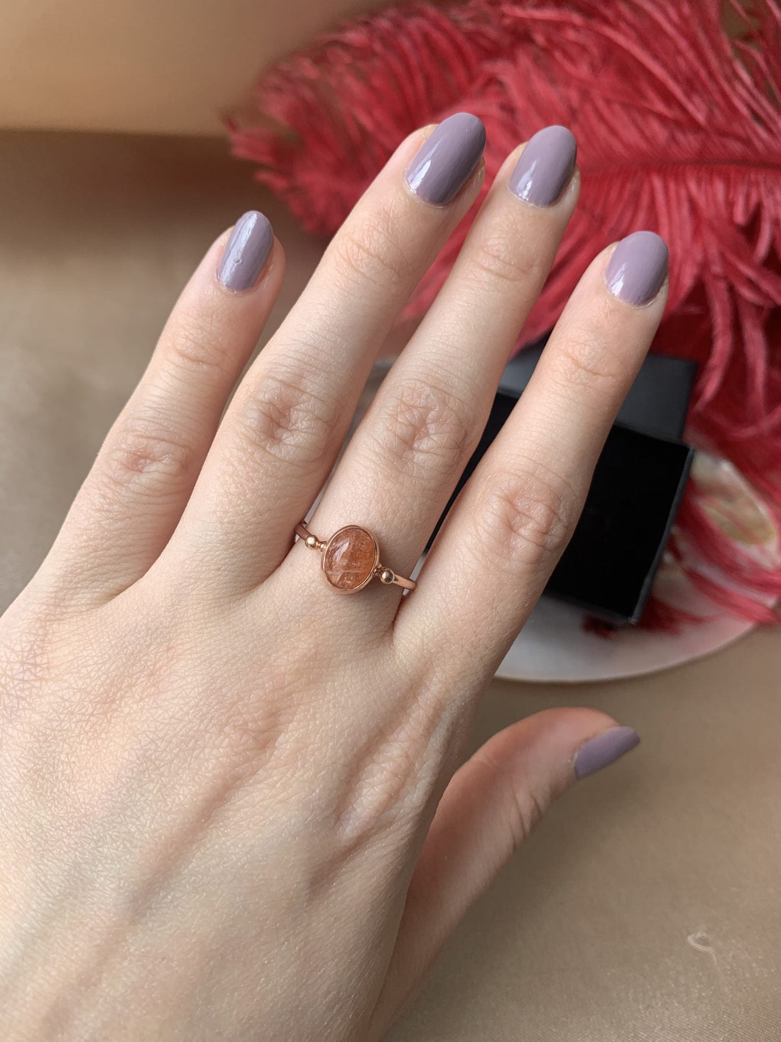 Güneş Taşı Basic Rose Gold Yüzük