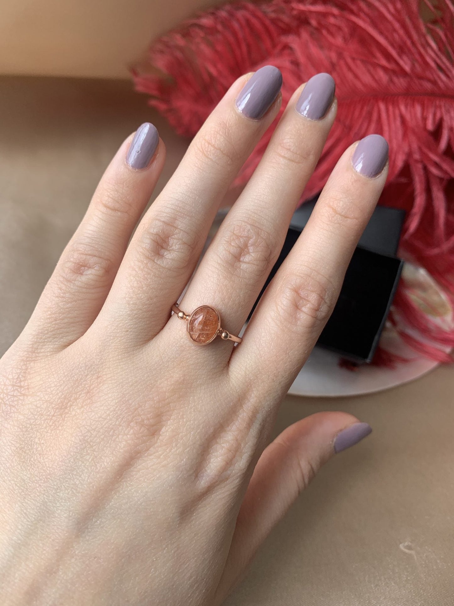 Güneş Taşı Basic Rose Gold Yüzük