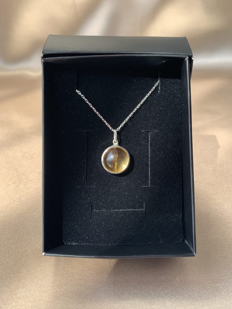 Sitrin Yuvarlak Gümüş Kolye