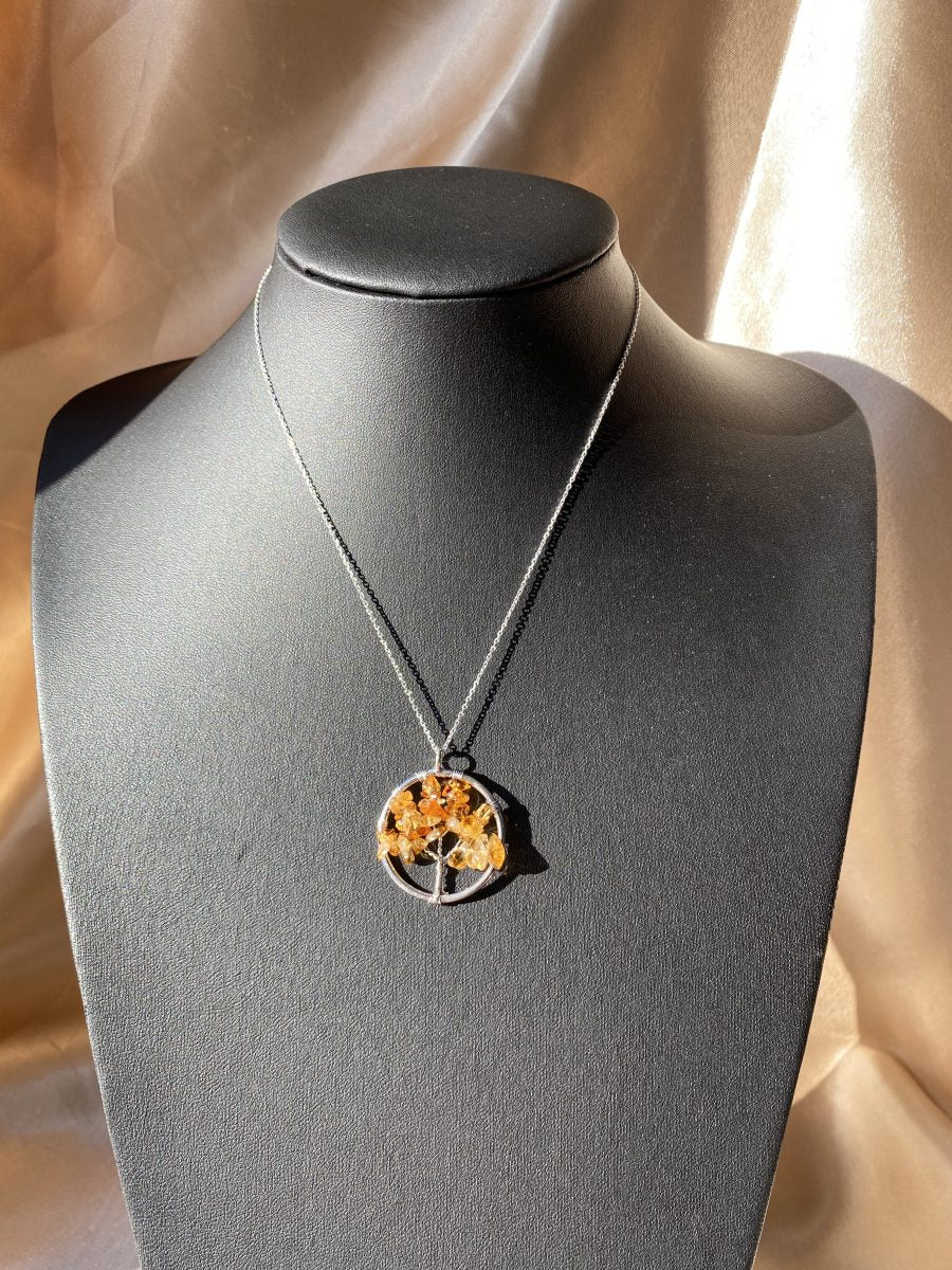 Sitrin Yuvarlak Hayat Ağacı Kolye