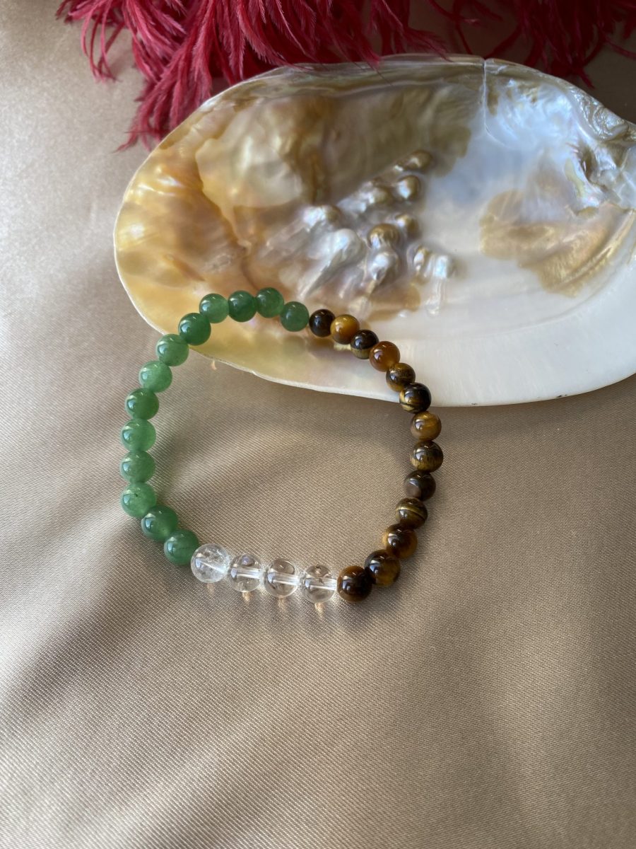 Kaplangözü & Aventurin & Kristal Kuvars Toprak Elementi Yükseltme Bilekliği (6 mm)