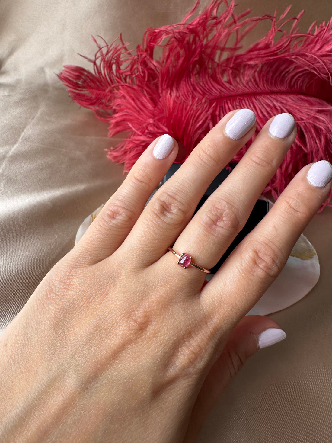 Turmalin Minimal Rose Gold Yüzük