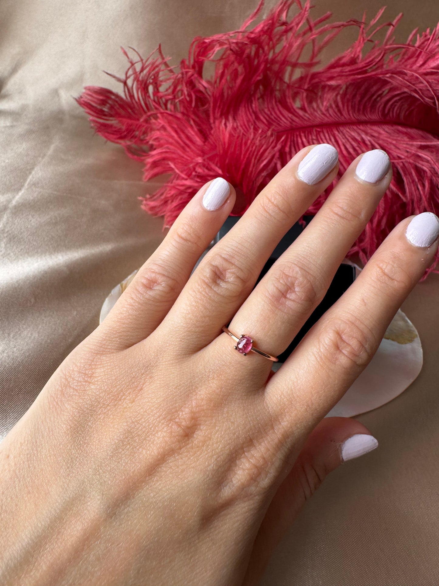 Turmalin Minimal Rose Gold Yüzük